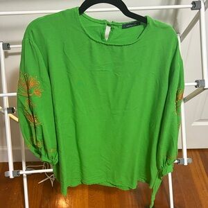 Green Embroidered Women's Blouse